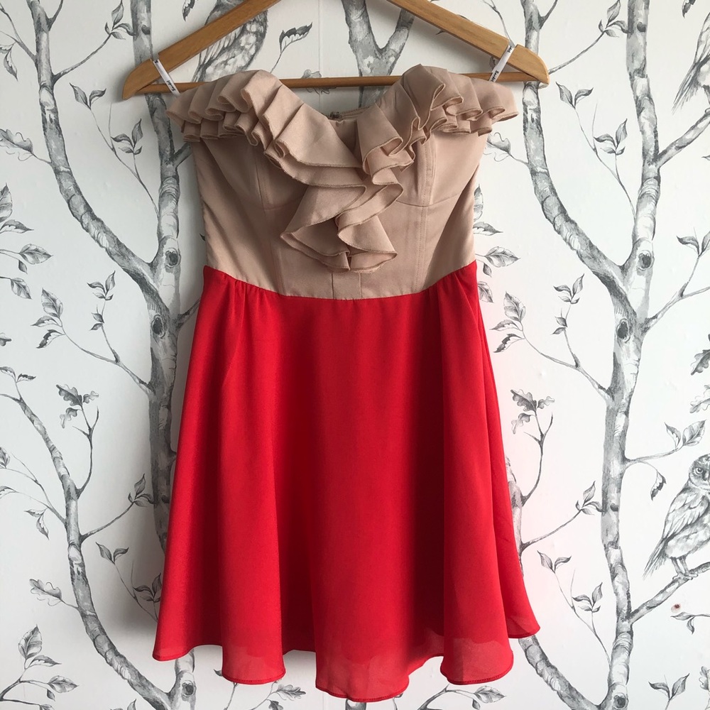 BARDOT Strapless Colourblock Bustier Mini Dress
